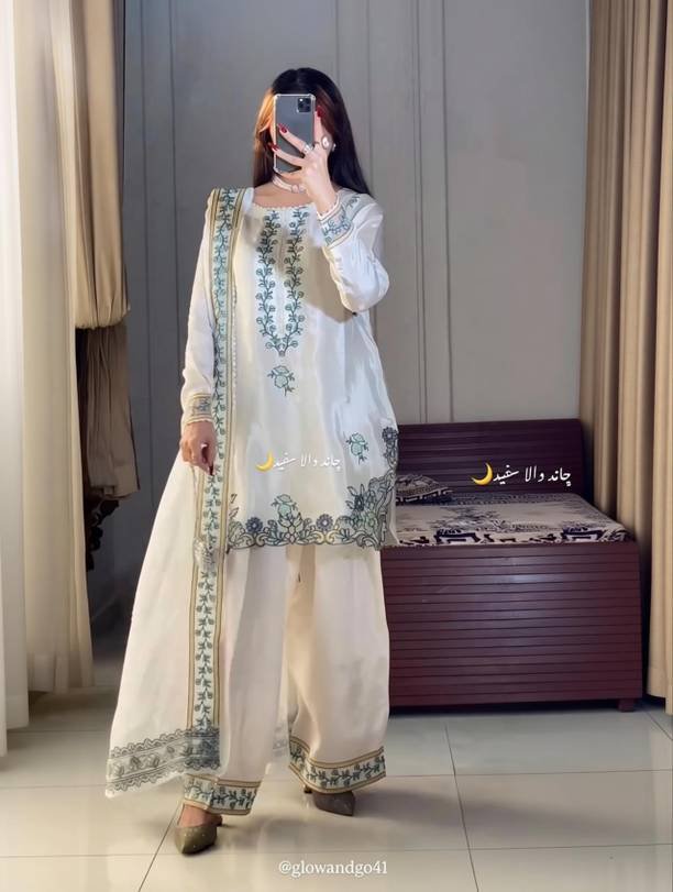 Om Enterprise Women Silk Blend Kurti Salwar Dupatta Set