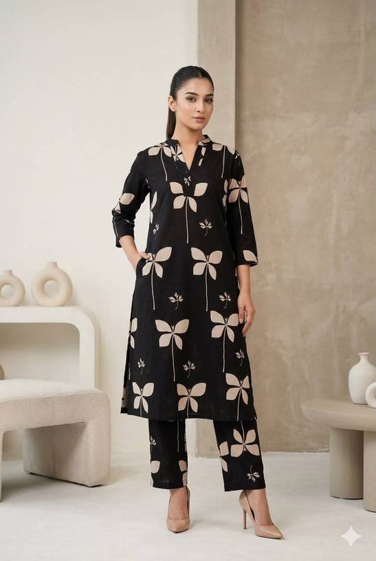 Om Enterprise Women Cotton Rayon Kurta Pant Set