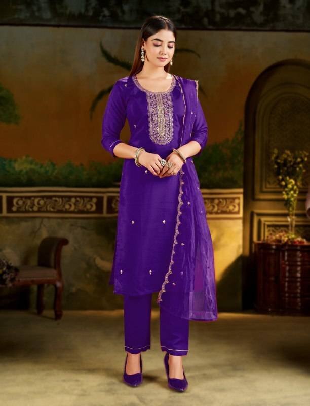 Om Enterprise Embroidered Kurta, Trouser/Pant & Dupatta Set