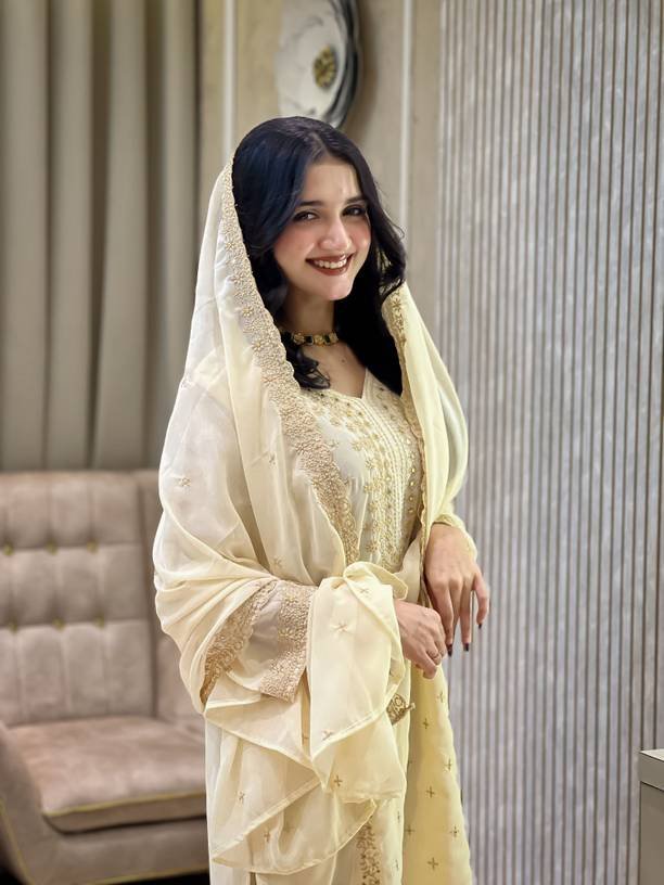 Om Enterprise Embroidered Kurta, Sharara & Dupatta Set
