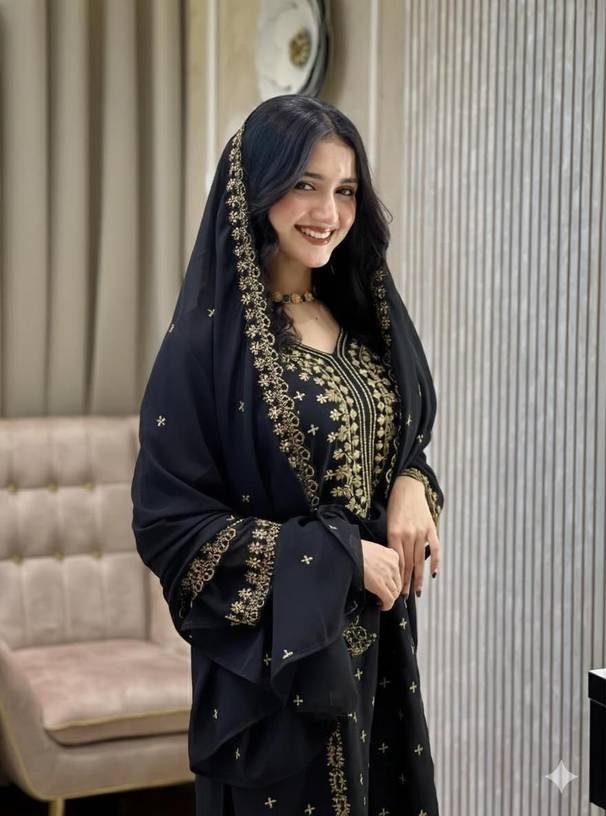 Om Enterprise Embroidered Kurta, Sharara & Dupatta Set