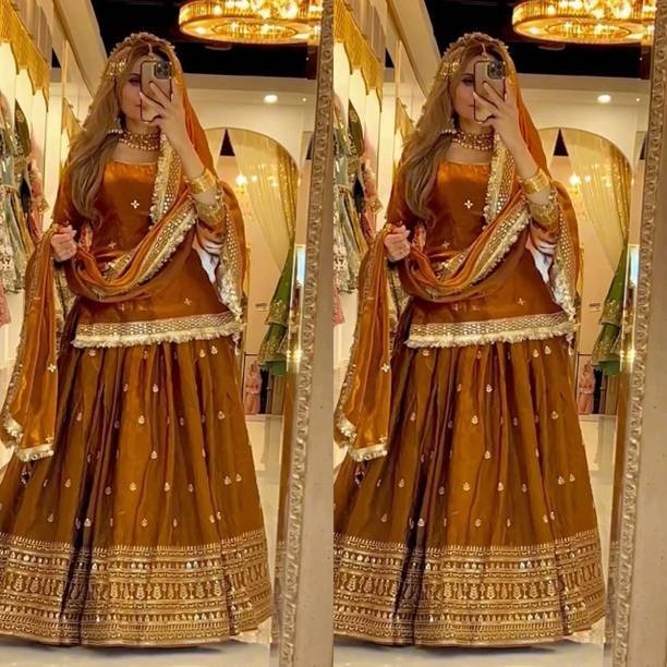 Om Enterprise Embroidered Kurta, Sharara & Dupatta Set