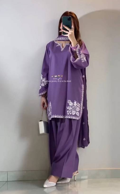Om Enterprise Embroidered Kurta, Sharara & Dupatta Set