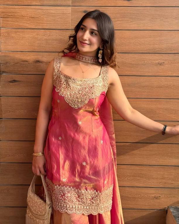 Om Enterprise Embroidered Kurta, Sharara & Dupatta Set
